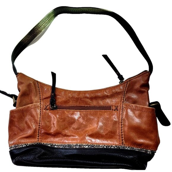 THE SAK Kendra Leather Hobo Shoulder Medium Bag Brown Two Tone Full Zip Closure - Picture 2 of 12